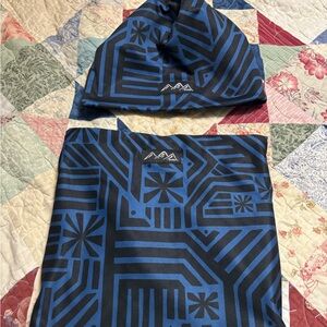 Blue Patterned Kids Hat & Neckwarmer